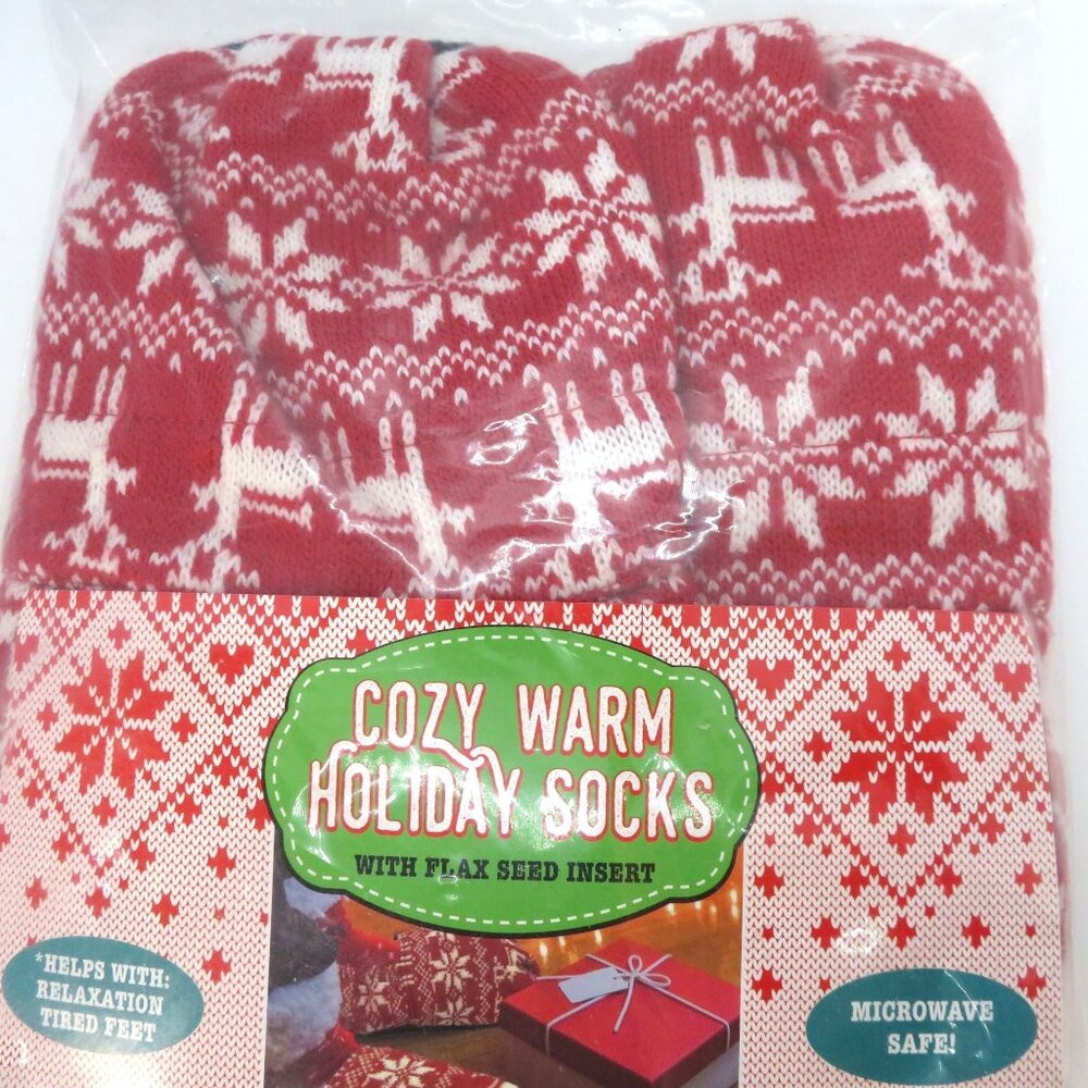 Microwave-Safe Cozy Warm Holiday Socks Flax Seed Insert Helps Soothe Tired Feet
